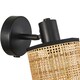 image 3 of Natural Woven Rattan Switched Wall Light Fitting with Black Cotton Fabric Trim