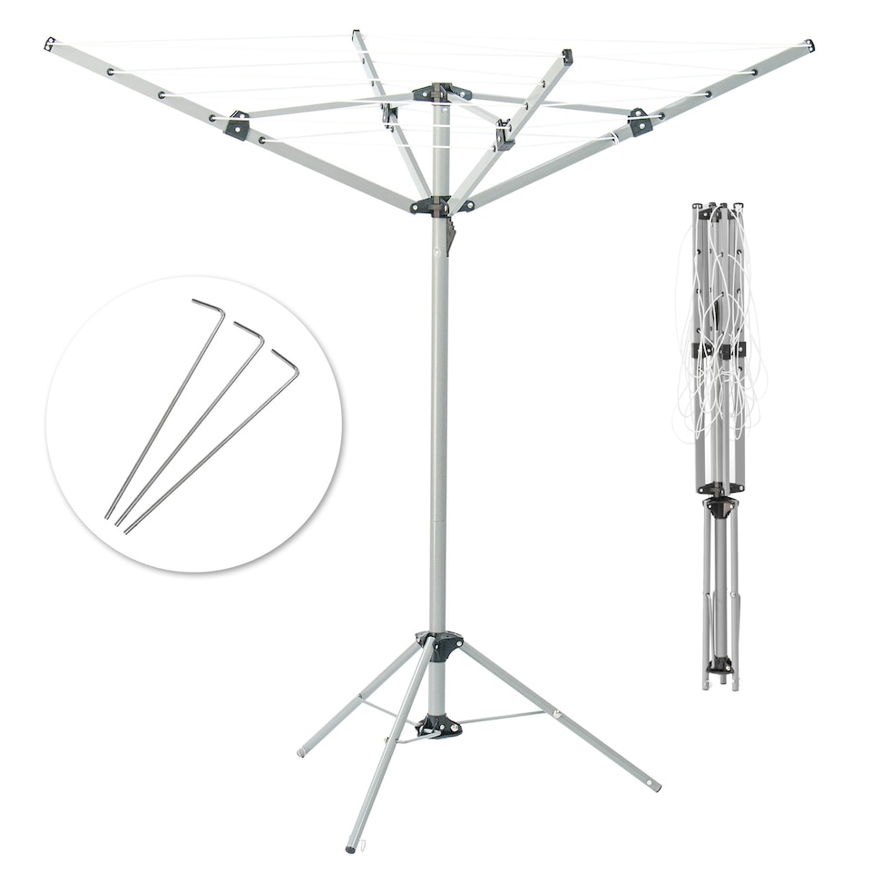 image 1 of KCT 4 Arm Portable Rotary Washing Line - 16m Drying Area Silver