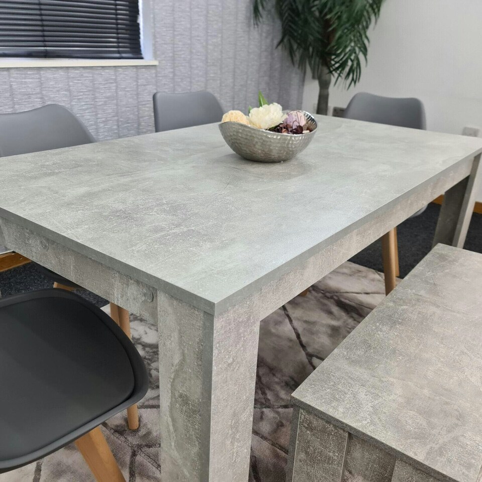 image 1 of Dining Table Set with 4 Chairs Dining Room and Kitchen table set of 4, and Bench Brown