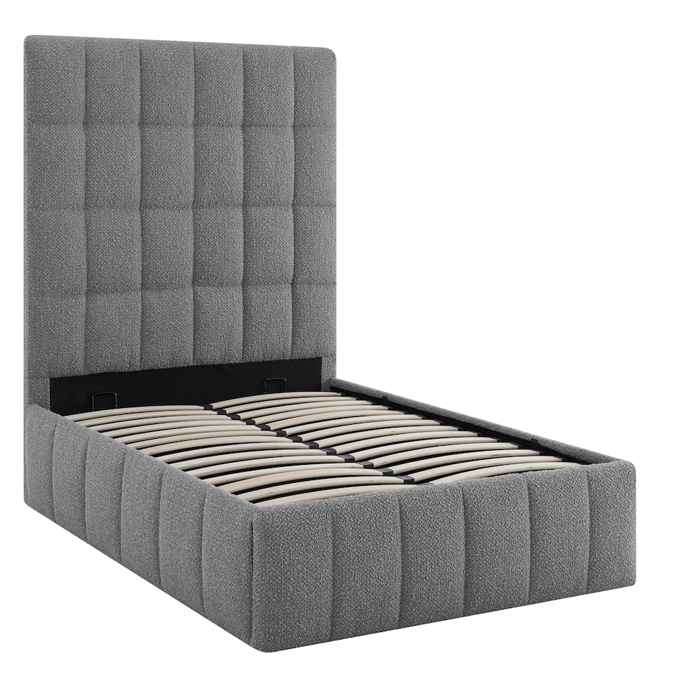 image 1 of 5ft King Size Grey,Ottoman Lift Up Storage Tall Headend Boucle Soft Fabric Upholstered Bed Frame