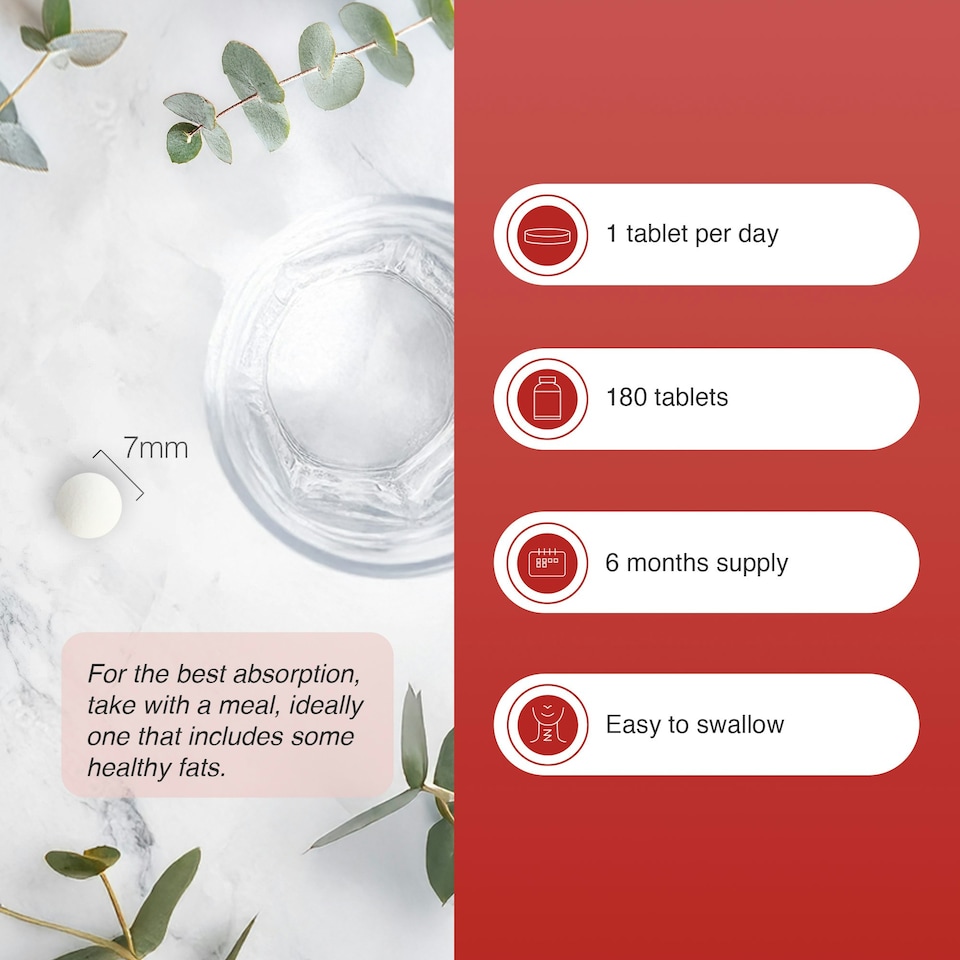 image 1 of Zipvit Vitamin K2 MK-7 200mcg, Heart & Bone Support, 180 Vegan Tablets, 6-Month Supply