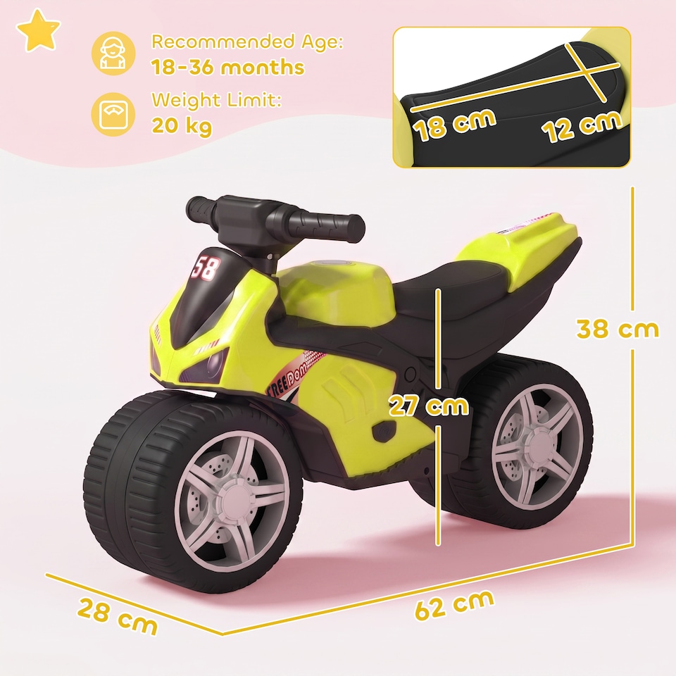 image 1 of AIYAPLAY Balance Bike for 18-36 Months with Music Extra-Wide Wheels Green