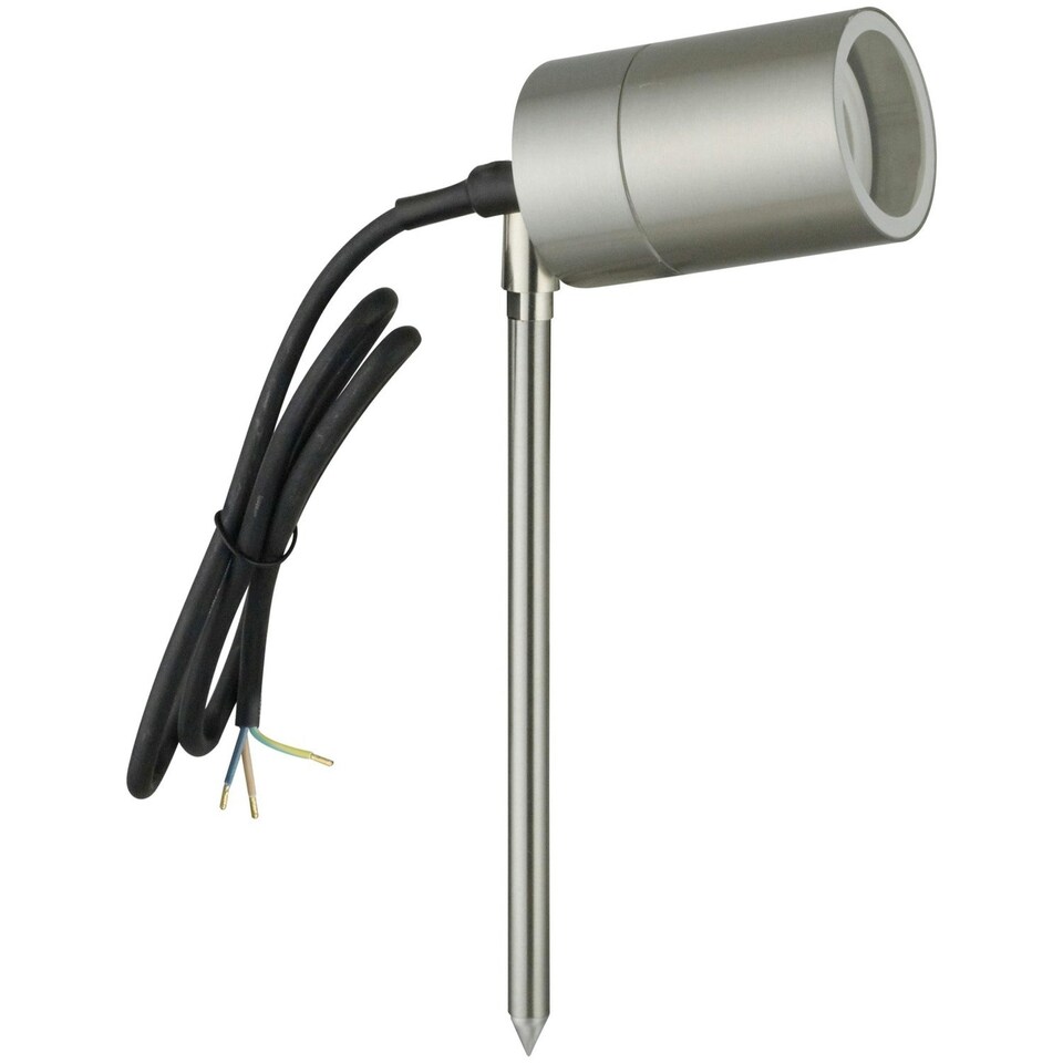 image 1 of First Choice Lighting Set of 2 Blaze Stainless Steel Outdoor Spike Lights Silver | Clear