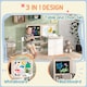 image 3 of AIYAPLAY 3 in 1 Kids Art Table and Chair Set with Storage Shelves, Foldable Blackboard, Whiteboard & Roll Paper, Toddler Table and Chair Set for 3-8 Years, White