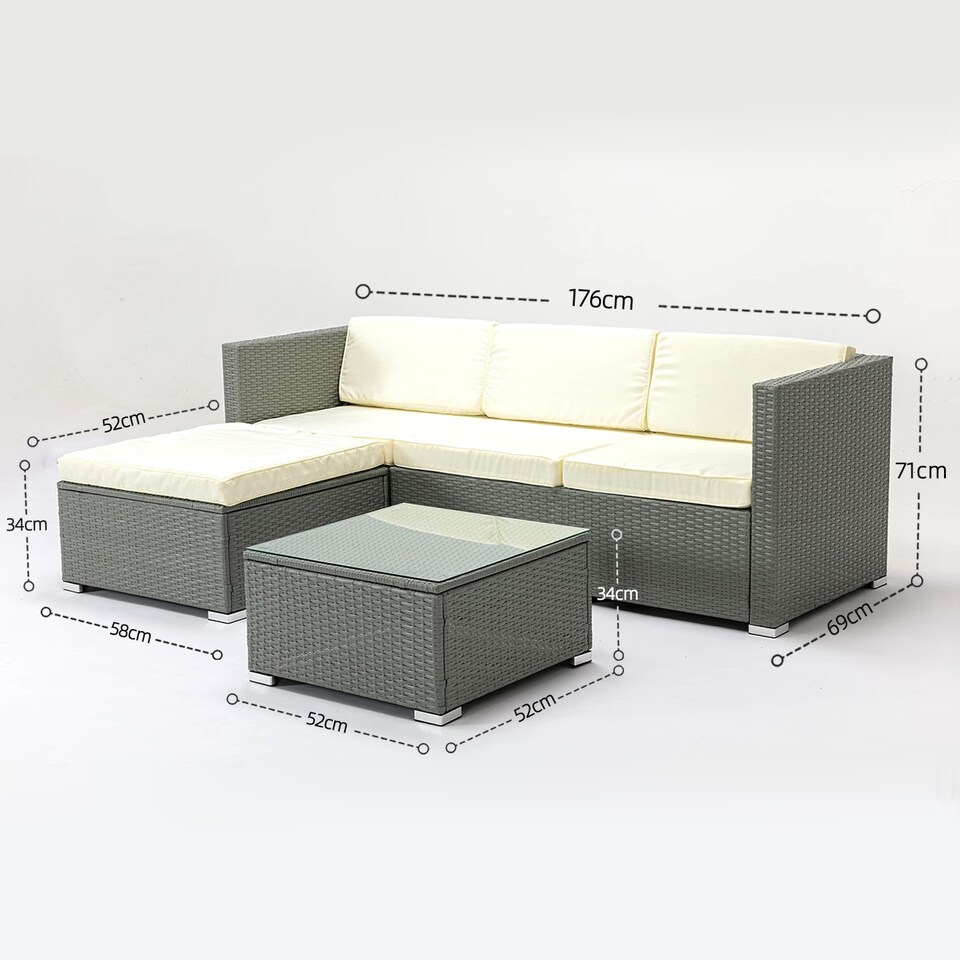 image 1 of MCC Direct Rattan Corner Sofa Chair and Table Outdoor Patio Garden Furniture set Rupert