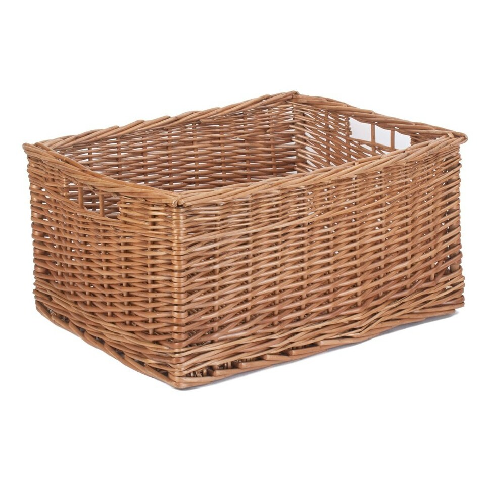 image 1 of Wicker Double Steamed Open Storage Basket Small | Brown | Brown