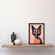 image 2 of Siamese Cat Flowers Risograph Style Coral Pink Black Framed Wall Art Print A4