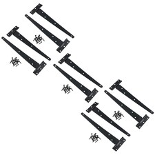 10in / 250mm Heavy Duty T Tee Hinges For Shed + Garden Gates Black Finish 10pc