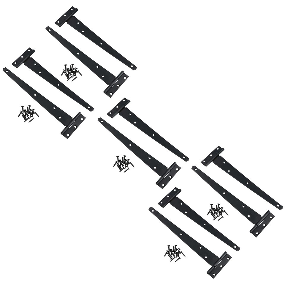 image 1 of 10in / 250mm Heavy Duty T Tee Hinges For Shed + Garden Gates Black Finish 10pc
