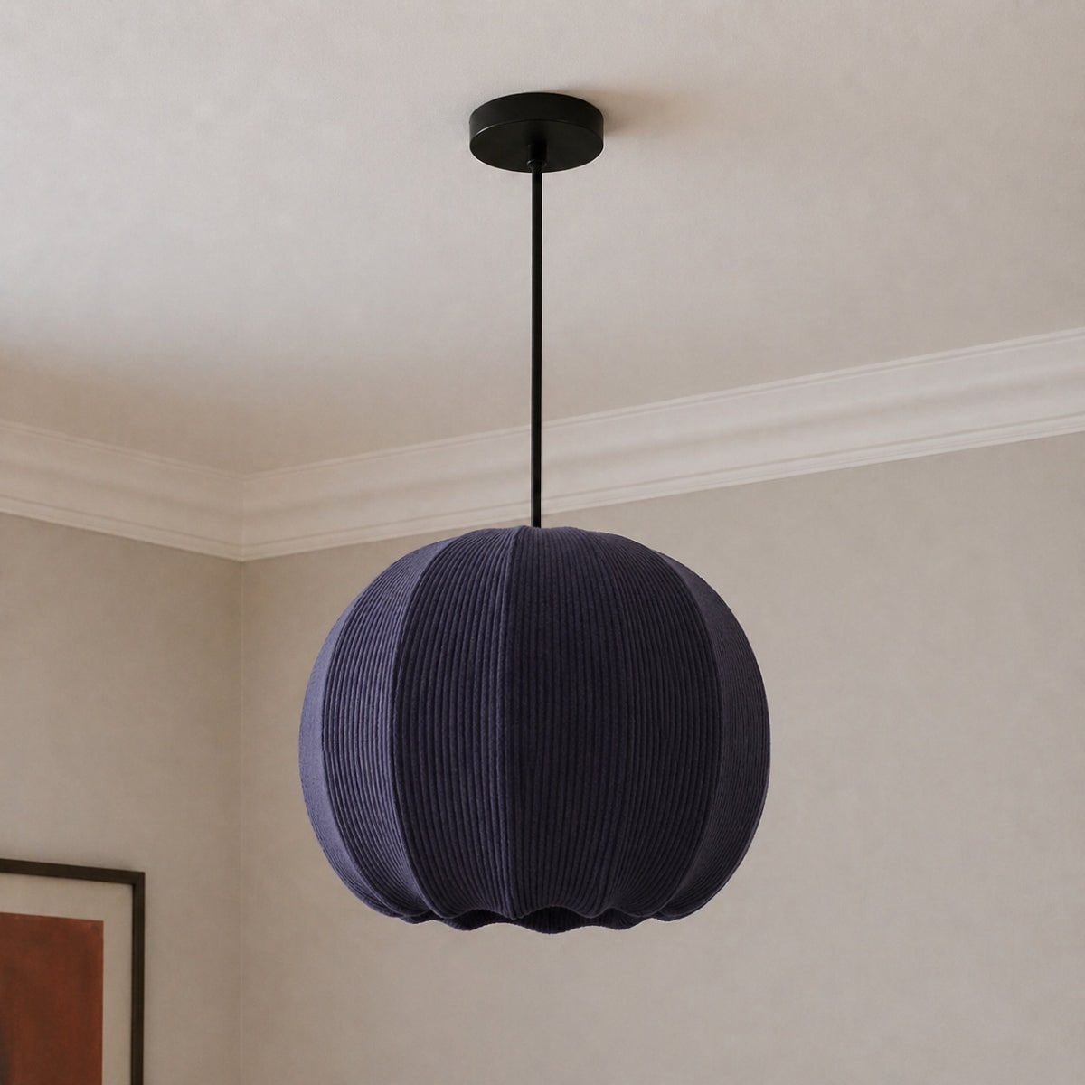 CGC Lighting Lila Navy Rounded Ribbed Stretch Cotton Fabric Lampshade