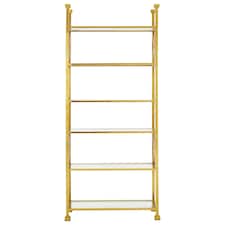 Interiors by Premier Contemporary Gold Finish Cross Design Bookshelf, Sturdy Book Storage Shelf, Ample Storage Slimline Bookshelf Gold