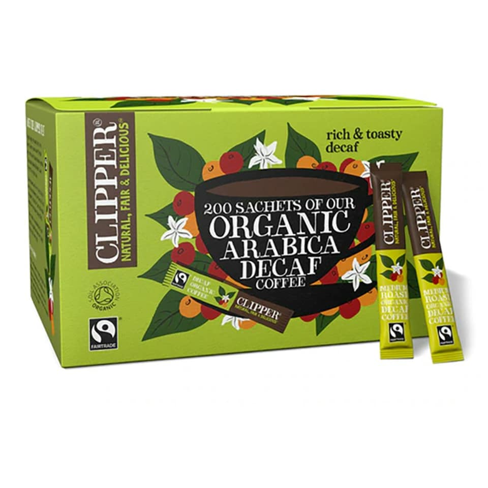 Organic Fairtrade Arabica Decaf Coffee 200 Sachets (Clipper)
