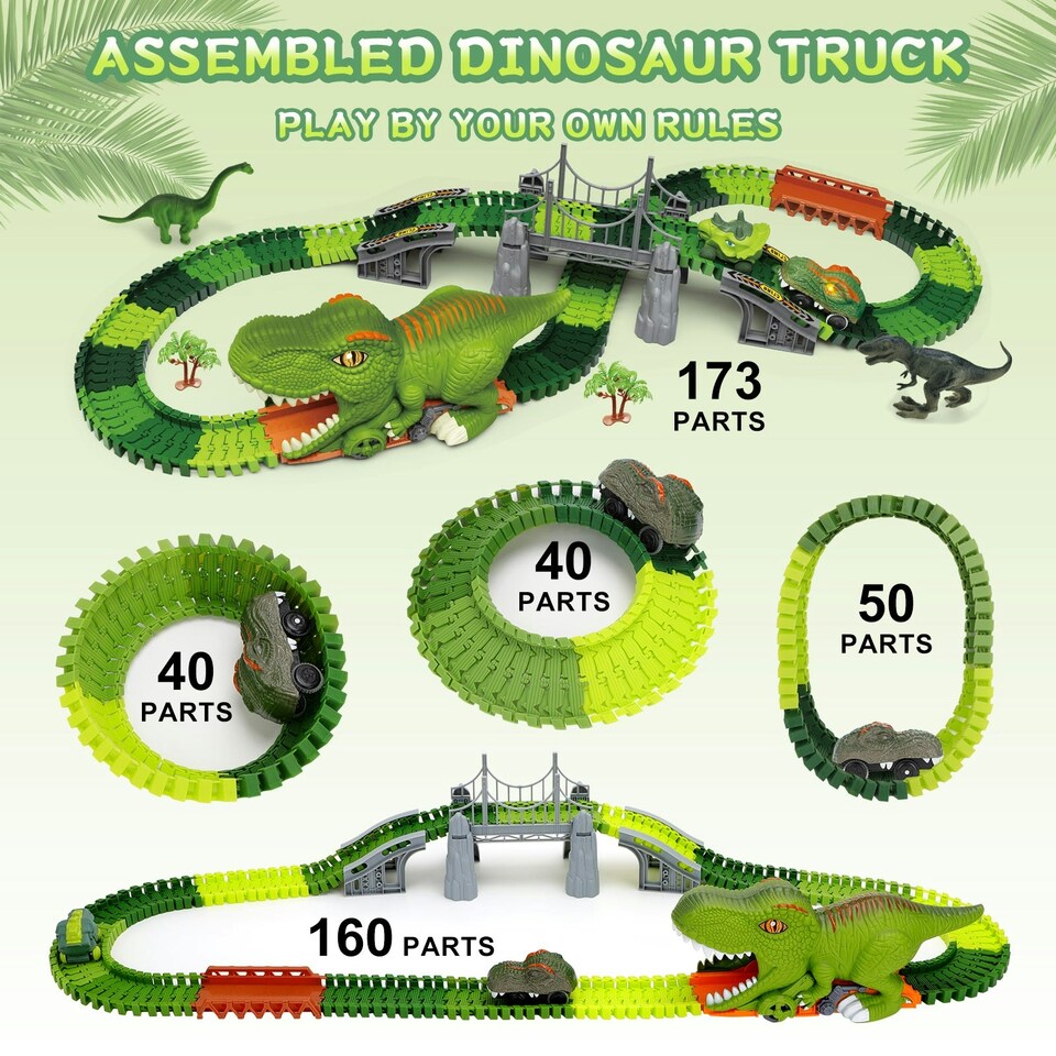image 1 of Dinosaur Track Playset – Flexible Racing Track with Dinosaur Tunnel & Figures for Kids