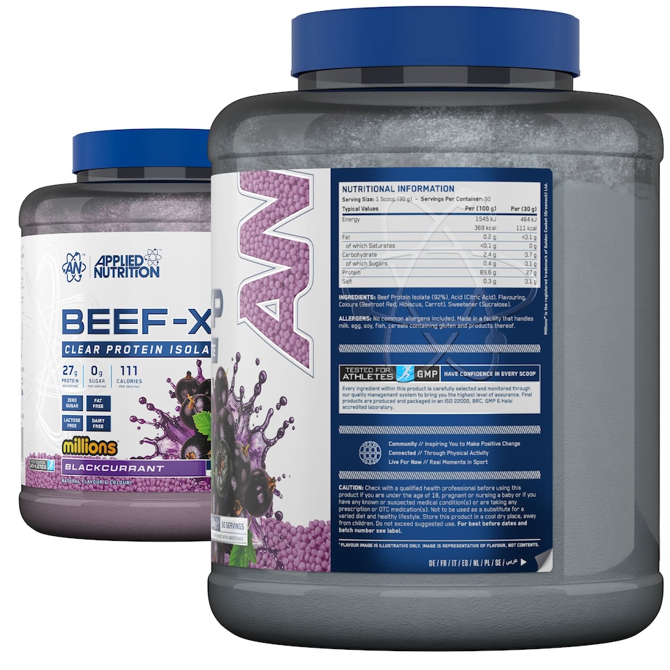 image 1 of Applied Nutrition Beef-XP Clear Protein Isolate Powder - Millions Blackcurrant  - 60 Servings