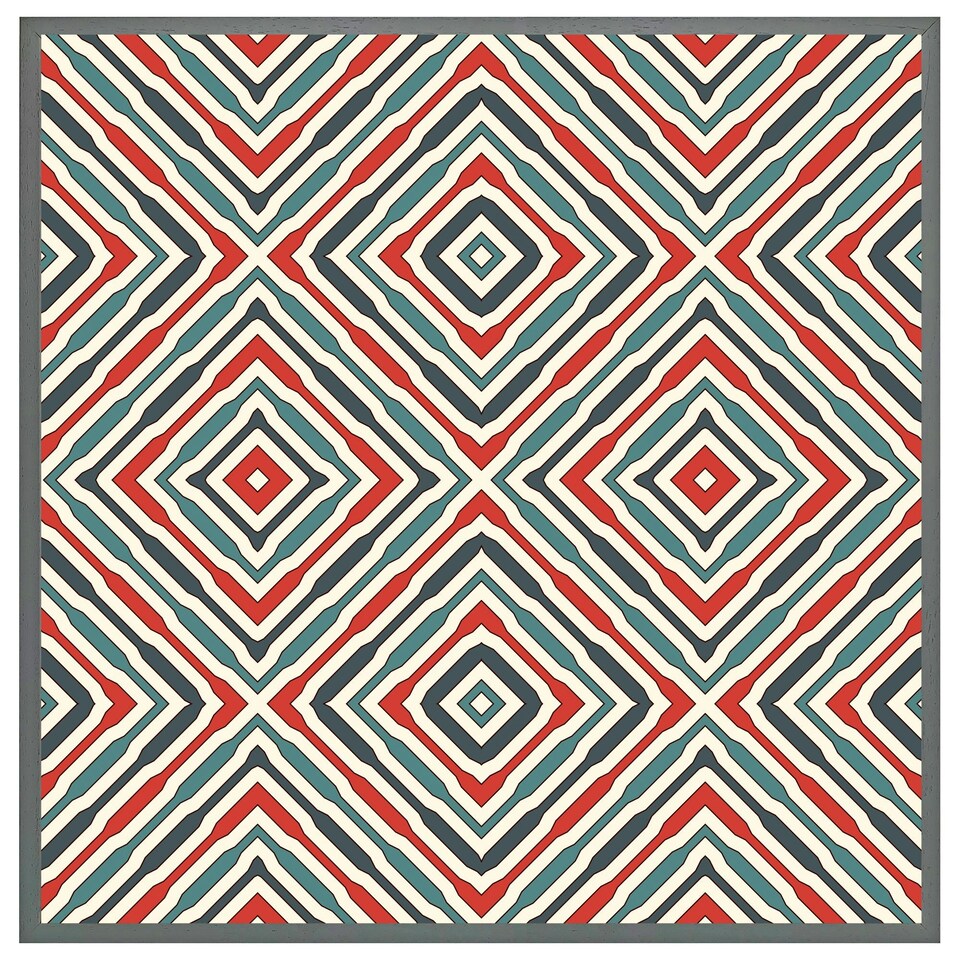 image 1 of Repeated squares and rhombuses ornamental abstract tribal motif (Picture Frame) Black | XL