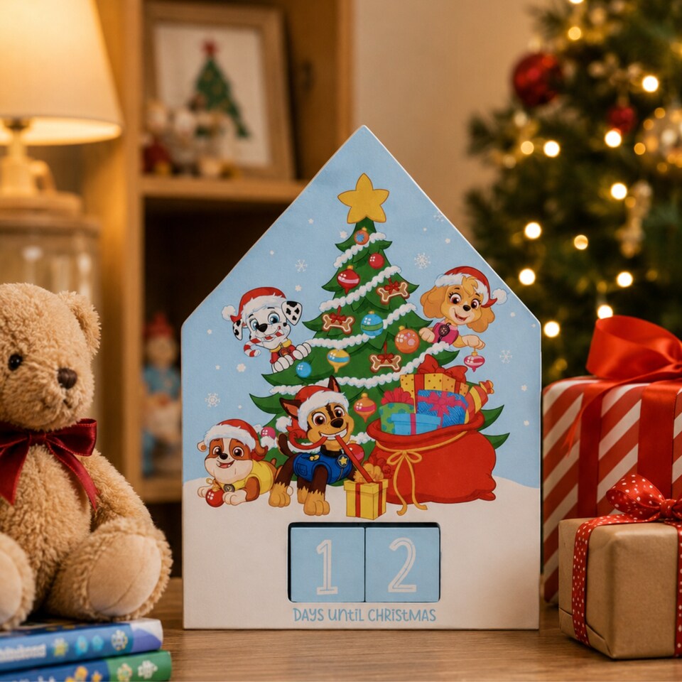 image 1 of Widdop Gifts Paw Patrol Christmas Countdown Wooden Calendar