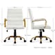 image 3 of Yaheetech Mid-Back Office Chair with Gold Frame White | White