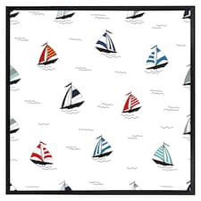 Red & blue sailboats (Picture Frame) Black | L