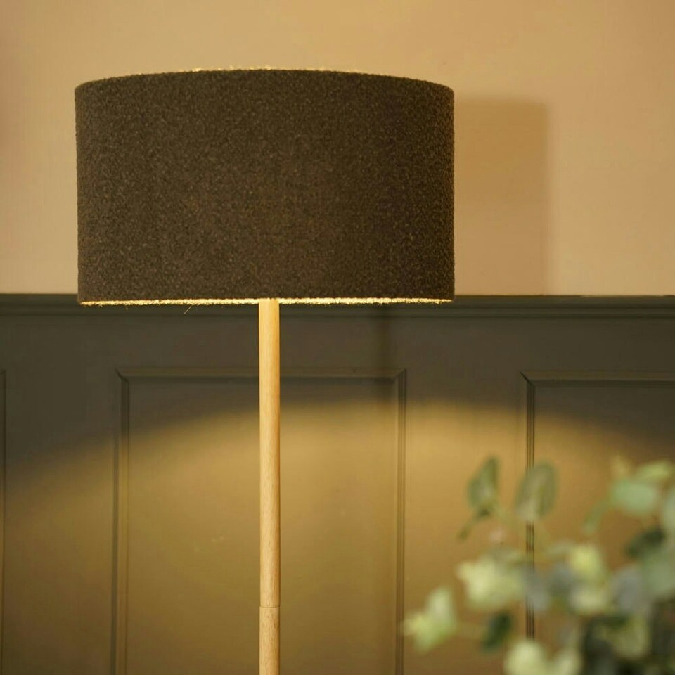 image 1 of ValueLights Triston Painted Natural Floor Lamp with Large Drum Shade