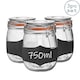 image 1 of Argon Tableware Glass Storage Jars with Labels - 750ml - Orange Seal - Pack of 3
