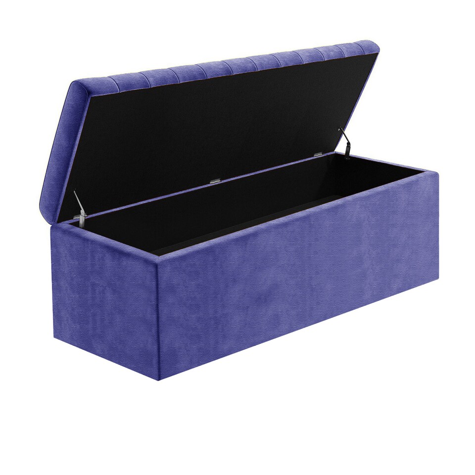 image 1 of Safar 120cm Wide Ottoman Storage box - Blue Naples Ottoman Box with Storage