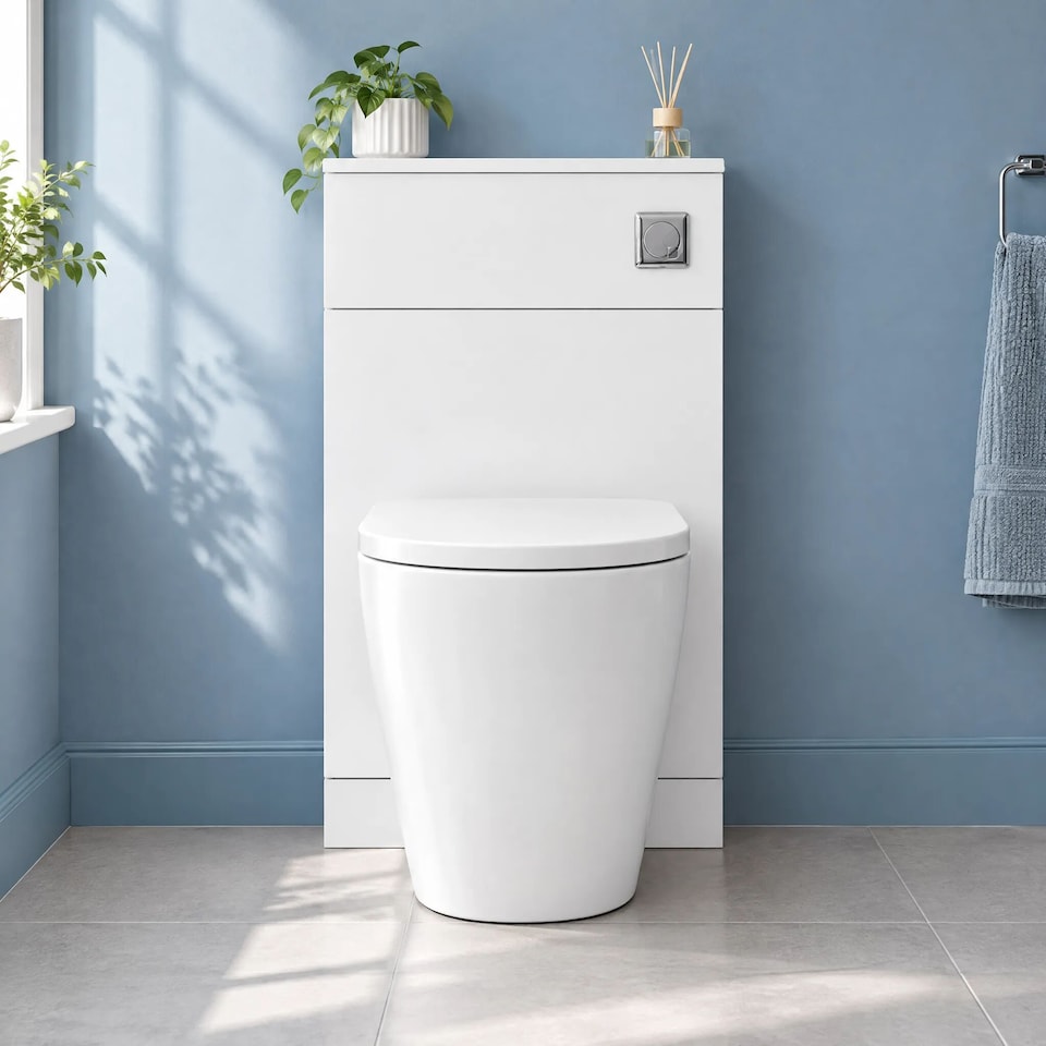 image 1 of Balterley Contemporary Square Floor Standing Back To Wall Toilet WC Unit Durable MFC Smooth | White | White | 830 x 602 x 260mm