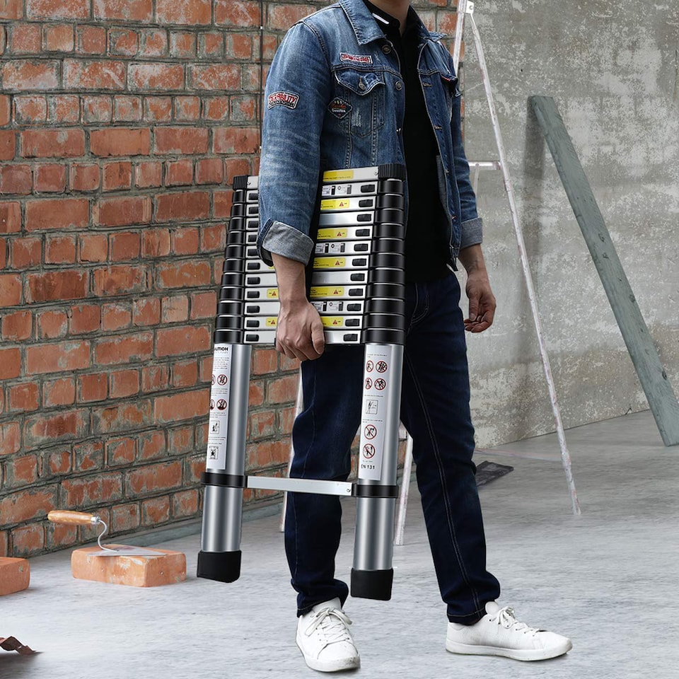 image 1 of Neo 2.9M / 3.2M / 3.8M / 4.6M Extendable Portable Foldable Telescopic Ladder | Silver
