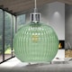 image 5 of Set of 2 Betchley - Green Ribbed Glass Globe Easy Fit Pendant Shades | Green | Medium | 2