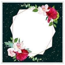 Bright flowers, dark background (Picture Frame) White | S