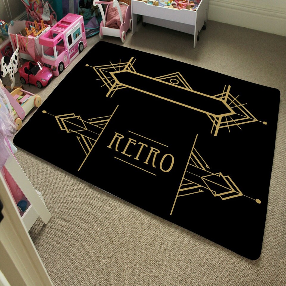 image 1 of Art Deco Retro (Rug) Black | Large: 140x200cm