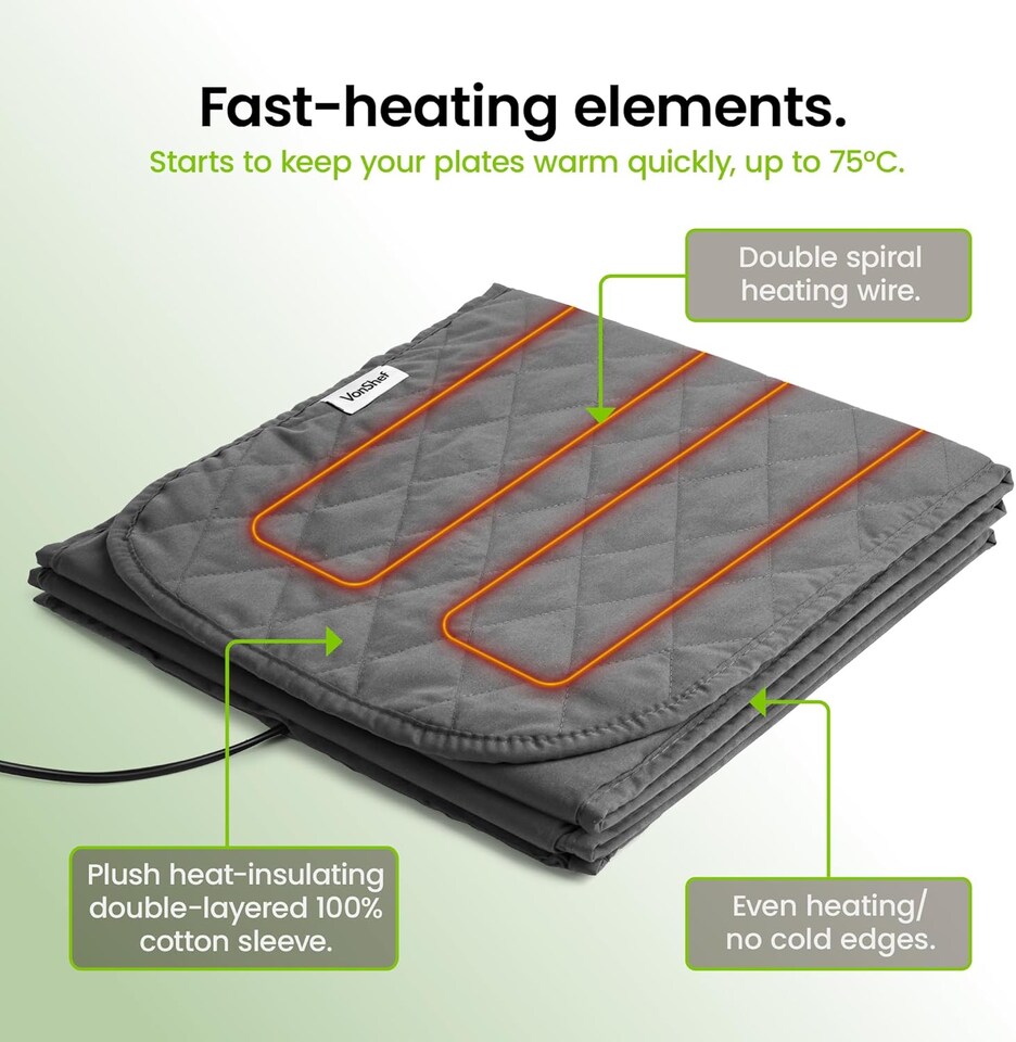 image 1 of VonShef Plate Warmer Electric for 12 Plates Double Insulated