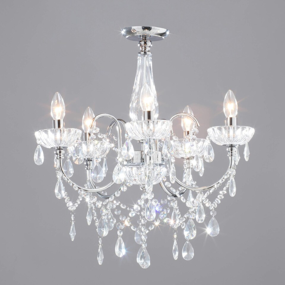 image 1 of BHS Edith 5 Light Flush Ceiling Light, Chrome