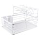 image 1 of Living and Home Kitchen 2 Tier Metal Dish Drainer Rack Sink Washing Plates Draining Board White