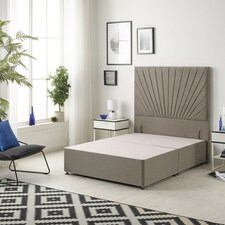 Sunburst Divan Bed with 54'' Floor Standing Headboard Tweed Fabric | Brown | Coffee