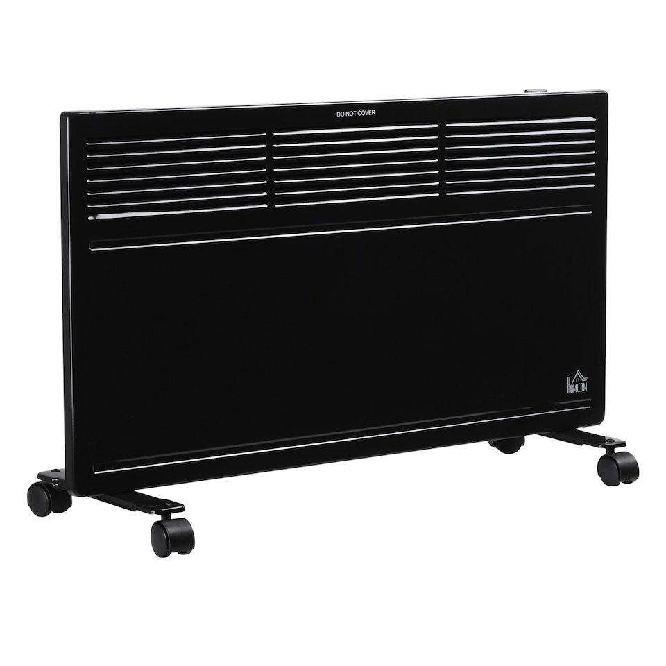 image 1 of HOMCOM POWER Convector Radiator, Energy Saving Freestanding or Wall-mounted Heating with 2 Heat Settings Safety Cut-Off, Black