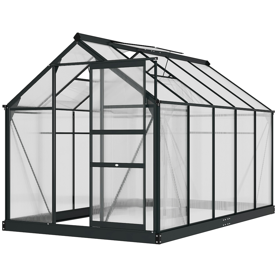 image 1 of Outsunny 6x10ft Walk-In Polycarbonate Greenhouse Plant Grow Galvanized Aluminium