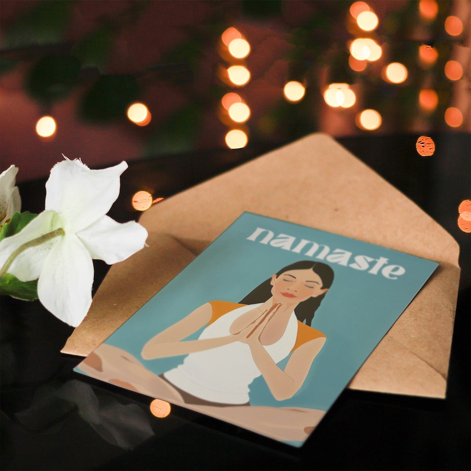 image 1 of Namaste Anjali Mudra Praying Hands Yoga Zen Thank You Card