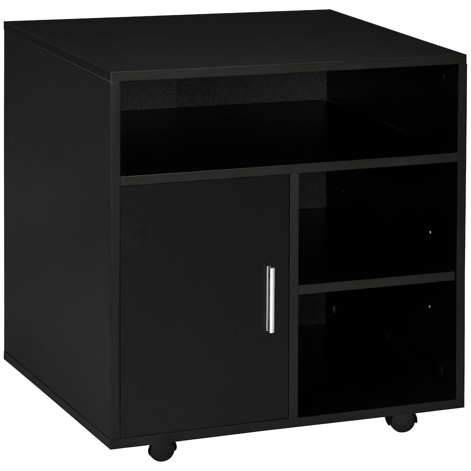 image 1 of HOMCOM Multi-Storage Printer Unit Office Organisation w/ 5 Compartments Black
