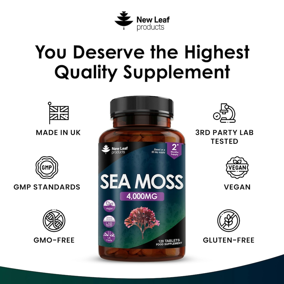 image 1 of Sea Moss Tablets Extract 120 High Strength 4000mg