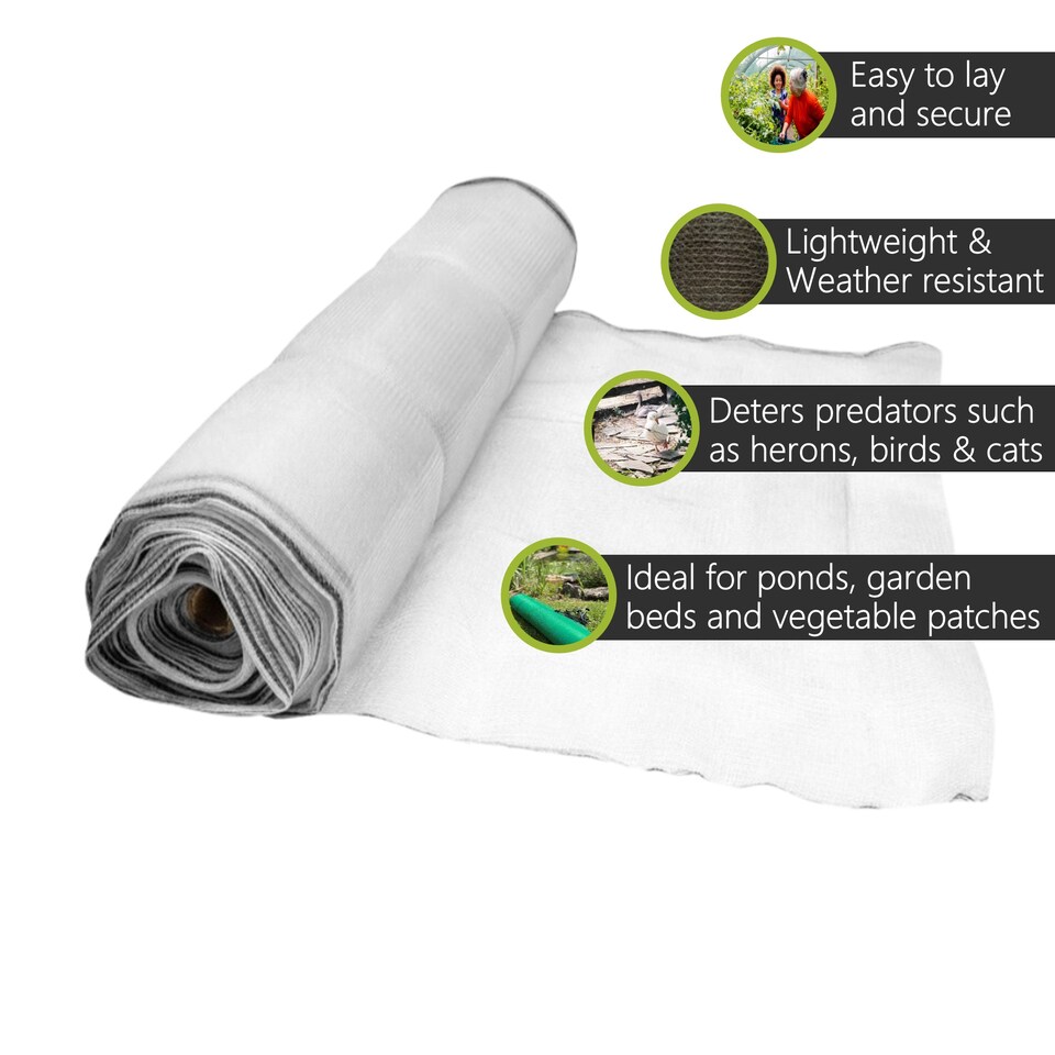 image 1 of Pegdev Protective Pond Netting White UV Mesh Garden Fish Plant Safety 26m