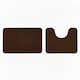 image 1 of 2 Piece Block Design Memory Foam Bath Mat Set Soft Absorbent Non-Slip Bathroom | Brown