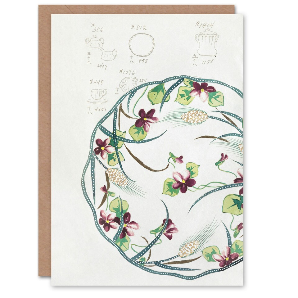 image 1 of Noritake Factory Japanese Art Card Vintage Floral Plate Design