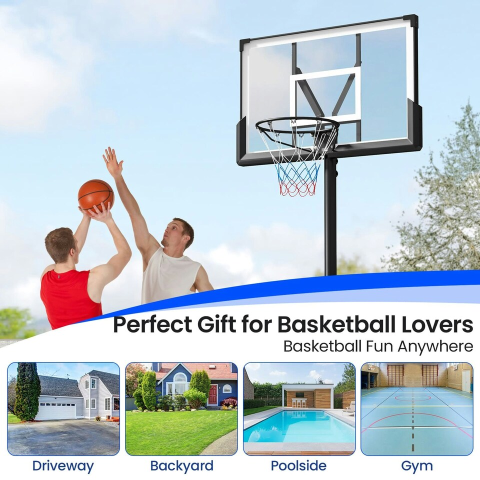 image 1 of COSTWAY Basketball Hoop 4.1-10 FT Adjustable Backboard System Black | Standard