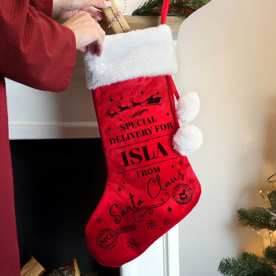 image 1 of Personalised Special Delivery Red Stocking