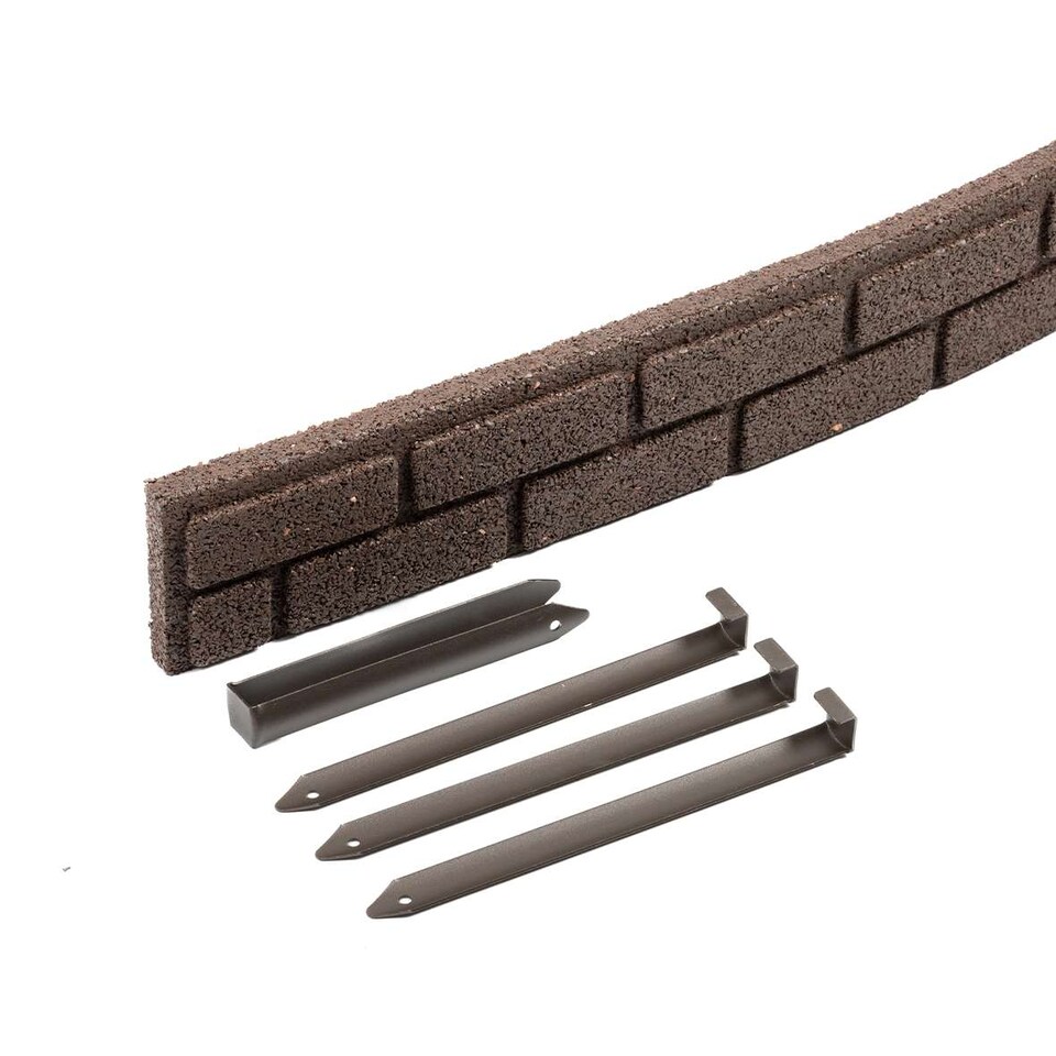 image 1 of Recycled Rubber Garden Lawn Edging Ultra Curve Bricks - Brown - Pack of 14