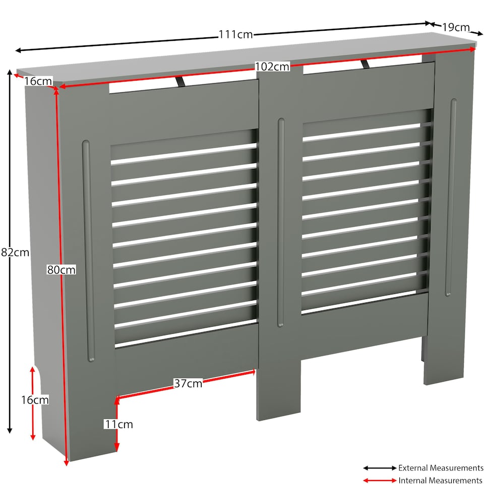 image 1 of Vida Designs Milton Radiator Cover Painted MDF Slatted Cabinet, Grey, 111cm