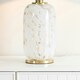 image 1 of ValueLights India Green Drum Shade on Rounded White Confetti Glass Table Lamp with LED Bulb