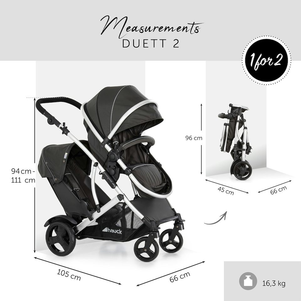 image 1 of Hauck Duett 2 Tandem Pushchair - Black