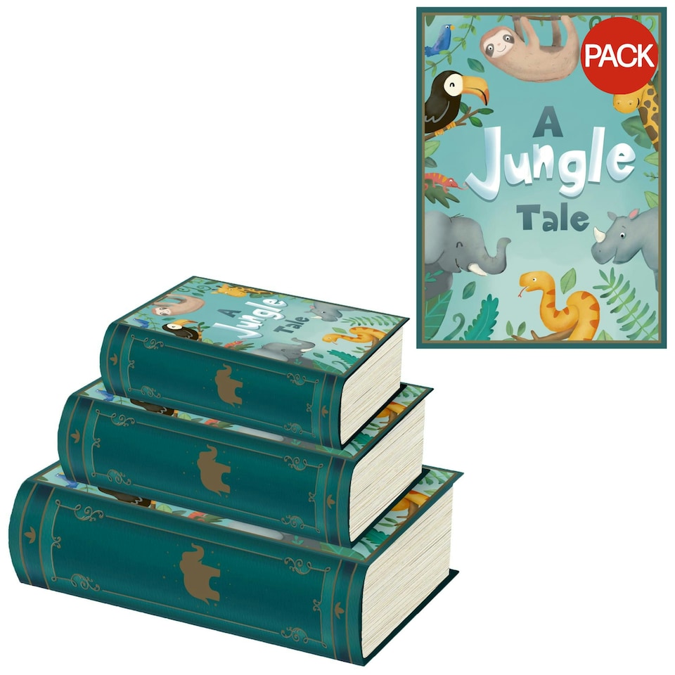 Eurowrap Jungle Book Box (Pack of 3) - Teal - One Size