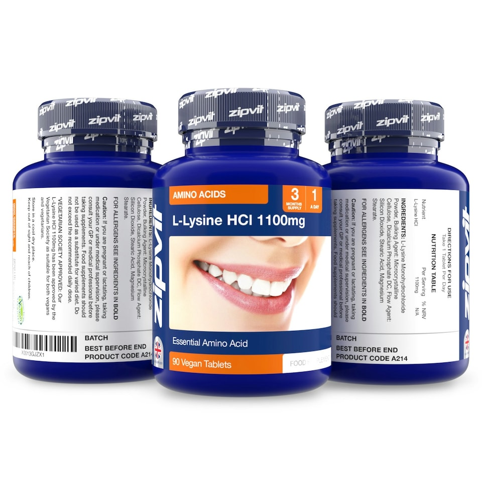 image 1 of Zipvit L-Lysine 1000mg, Essential Amino Acid Support, 90 Vegan Tablets, 3-Month Supply